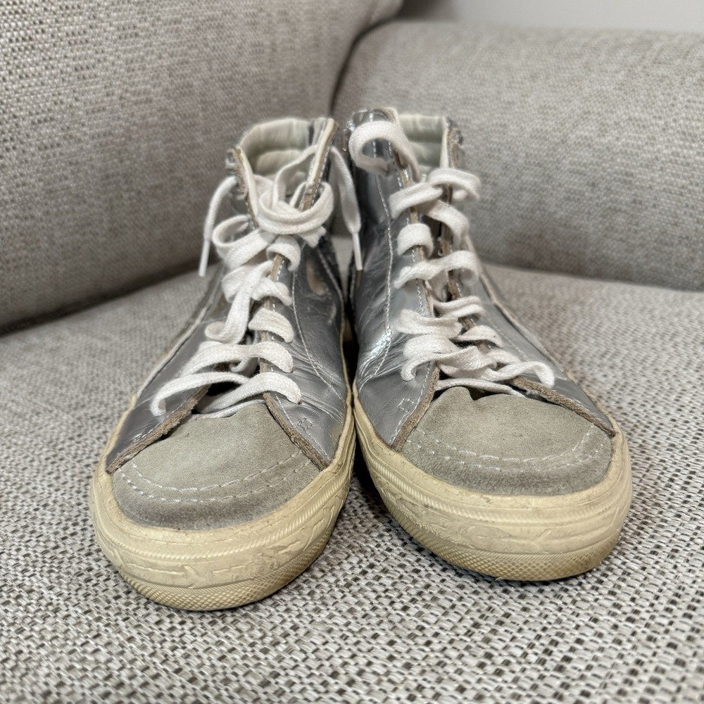 Golden Goose Slide with Laminated Leather Upper and Silver Glitter Size 36 - Picture 6 of 14